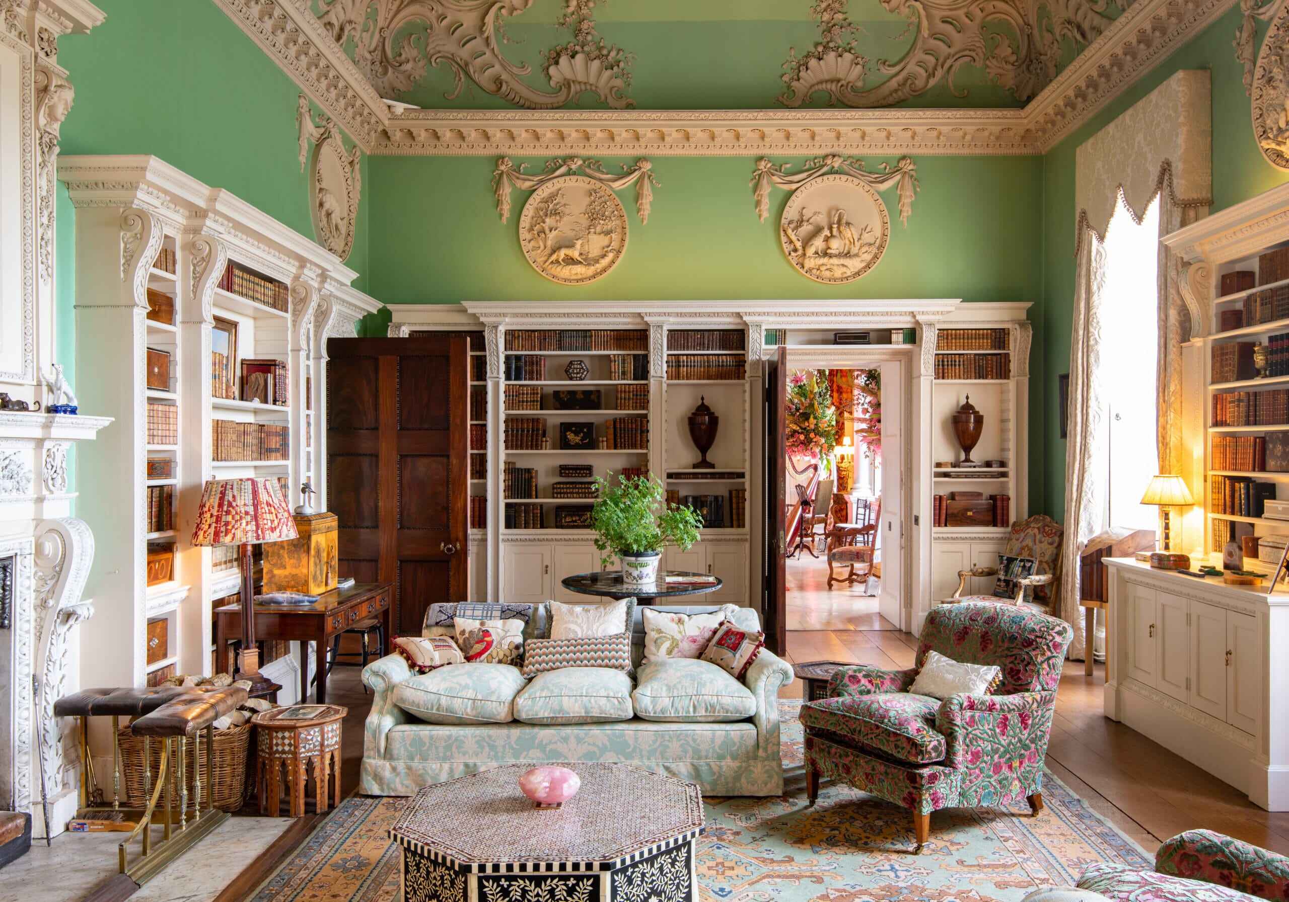 The drawing room at Kirtlington Park, Oxfordshire