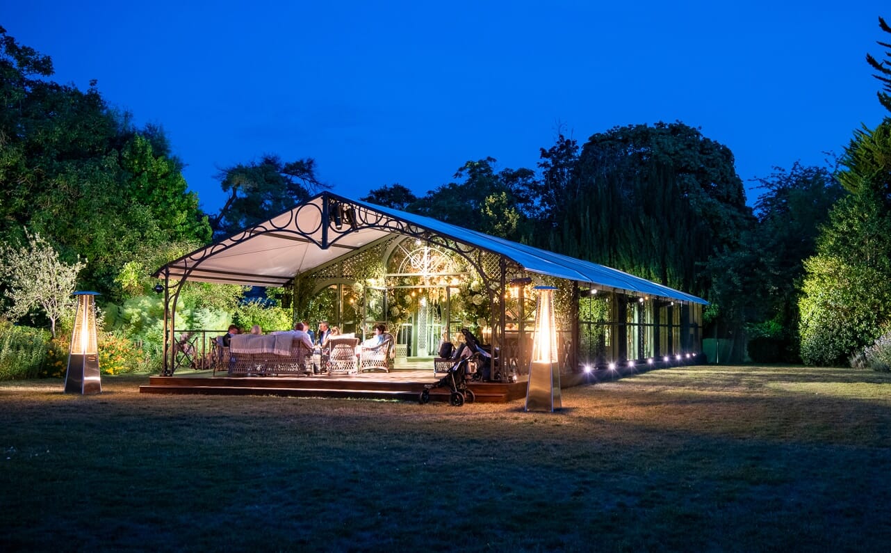 Orangery wedding marquee in a private garden